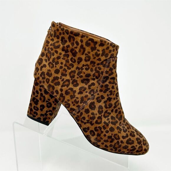 Ann Taylor LOFT Women's Brown Leopard Print Ankle Booties Size 9 Back Zipper - Picture 1 of 13